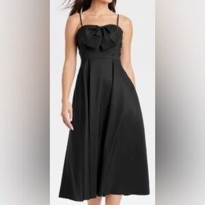 A New Day | Black Midi Bow Dress